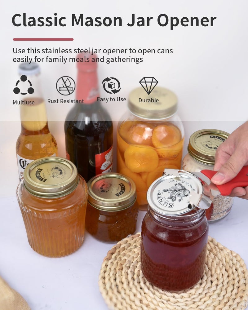 CYDW Mason Jar Opener Tool with No Lid Dents or Damage, Can Opener Manual Multi-Purpose, Easy Twist Manual Handheld Top Remover Utensil, Canning Supplies Tools and Bottle Opener, Made For Lifetime - Image 2